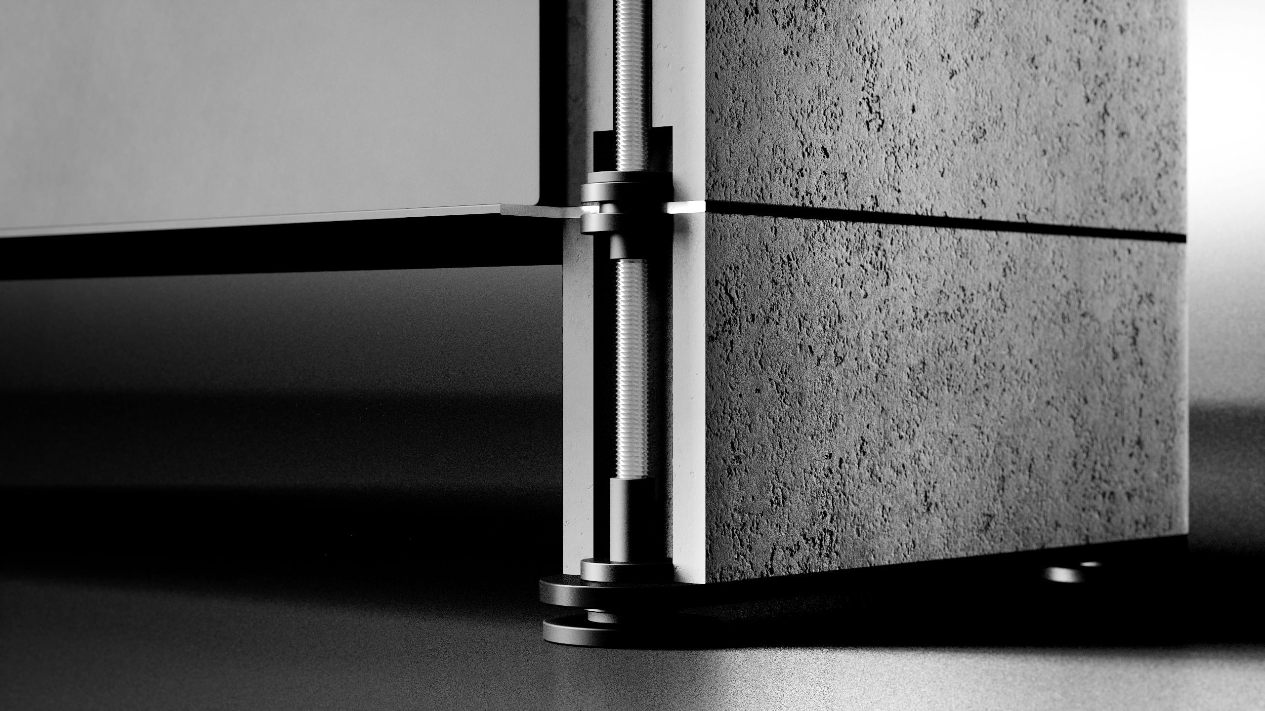 CULTO — detail spoje betonu a dřeva